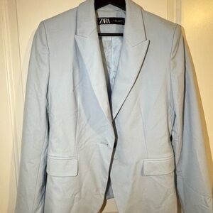 Zara Soft Blue Tailored Blazer